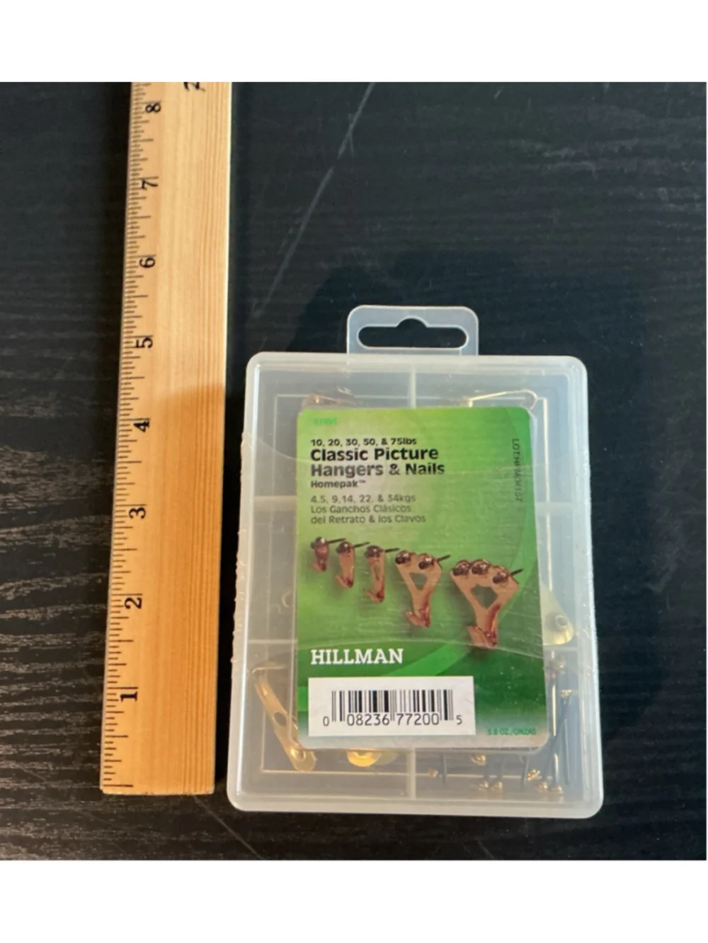 HILLMAN HOMEPAK Classic Hanger & Nails, 6 Cavity, Brass..#41995 ..New Sealed.